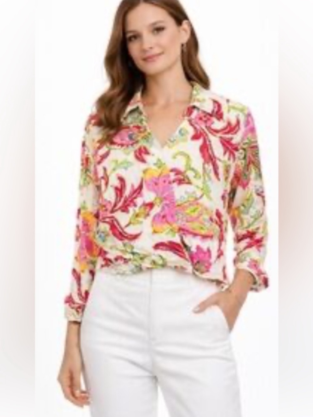 NWT Rachel Zoe Pink Floral  Blouse Sz L